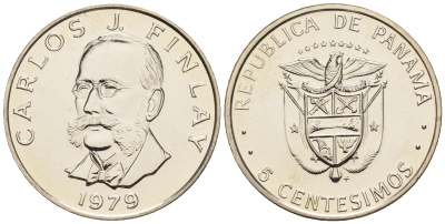 Панама 5 сентесимо 1979 Карлос Хуан Финлей KM 35.1 медь плакированная медно-никелем  UNC  M17-02
