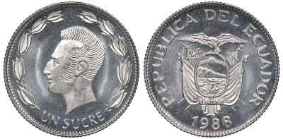 Эквадор 10 сентаво 1988 KM 89 сталь плакированная никелем UNC 4606-316