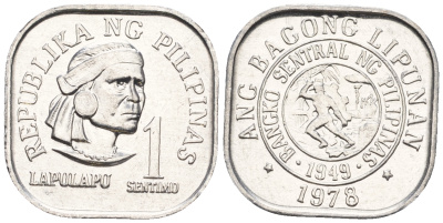 Филиппины 1 сентимо 1978 вождь острова Мактан Лапу-Лапу KM 205 алюминий  UNC  220-1116