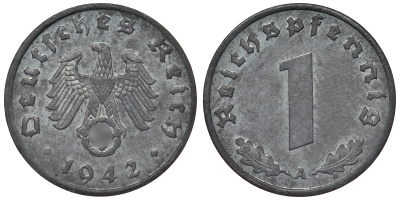 Германия 1 рейхспфенниг 1942 A KM 97, J. 369 цинк 4124-221