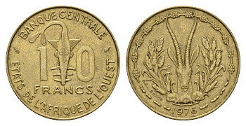 Западная Африка (ВСЕАО) 10 франков 1976 KM 1a медь алюминий никель 4619-257