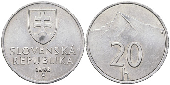 Словакия 20 геллеров 1993 MK KM 18 алюминий aUNC 4164-544