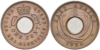 Британская Восточная Африка 1 цент 1956 Елизавета II (1952-) KM 35 бронза 4575-1212