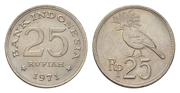 Индонезия 25 рупий 1971 KM 34 медно-никель UNC 4625-747