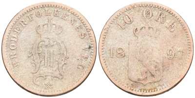 Норвегия 10 эре 1897  KM 350 серебро 4588-526