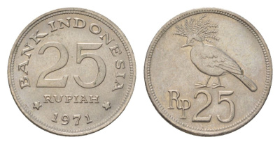 Индонезия 25 рупий 1971 KM 34 медно-никель UNC 4625-747