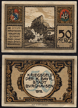 Германия 50 пфенингов 1918 нотгельд, Бургхаузен DeNG 5 B105 бумага 7198-33-2-1