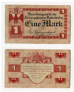 ГЕРМАНИЯ 1 МАРКА ND ЛАГЕРЬ ВОЕННОПЛЕННЫХ В ТЬОНВИЛЕ (ФРАНЦИЯ) C-2878 бумага 000-00-00
