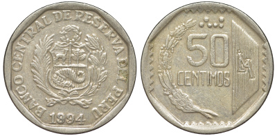Перу 50 сентимо 1994 KM 307.1 медно-никель 4605-422