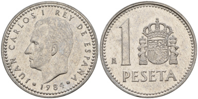 Испания 1 песета 1984 Хуан Карлос I (1975-2014) KM 821 алюминий    4597-132