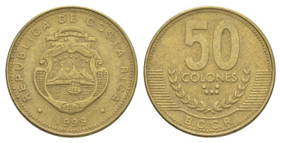 Коста-Рика 50 колонов 1999 KM 231.1 латунь 4635-937