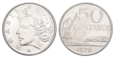 Бразилия 50 сентаво 1979 KM 580b нержавеющая сталь UNC 4642-1136