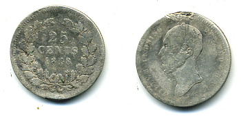 НИДЕРЛАНДЫ 25 ЦЕНТОВ 1848 ВИЛЬЯМ II, ТОЧКА ПОСЛЕ ДАТЫ KM 76 серебро 71-338