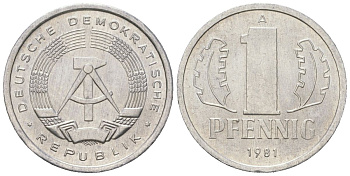 ГДР 1 пфенниг 1981 A KM 8.2 алюминий 201-567
