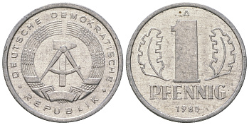 ГДР 1 пфенниг 1985 А KM 8.2 алюминий 4651-127