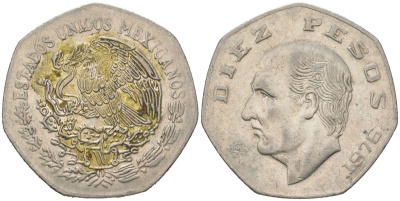 Мексика 10 песо 1976 Mo KM 477.1 медно-никель 4403-211