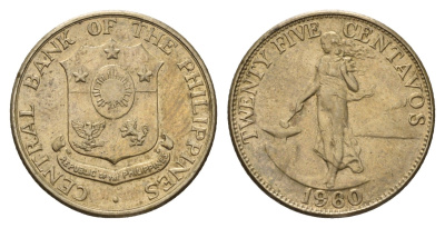 Филиппины 25 сентаво 1960 KM 189 медь цинк никель 4114-111