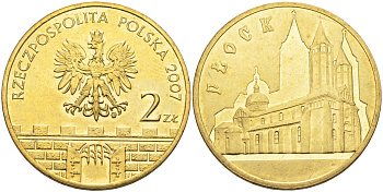Польша 2 злотых 2007 MW, серия польские города - Плоцк (PLOCK) KM 617 латунь 4586-1234