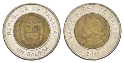 Панама 1 бальбоа 2011 KM 141 биметалл 4646-255