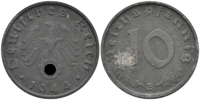 Германия 10 рейхспфеннигов 1944 D KM 101, J. 371 цинк 4116-617