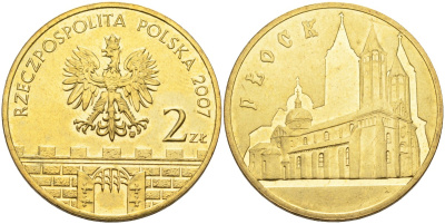 Польша 2 злотых 2007 MW, серия польские города - Плоцк (PLOCK) KM 617 латунь 4586-1234