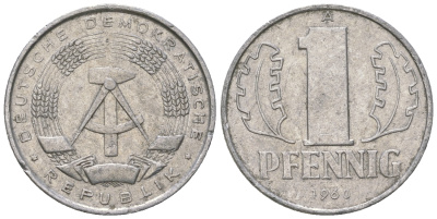 ГДР 1 пфенниг 1960 А KM 8.1 алюминий 3458-265