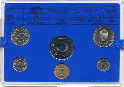 Швеция набор монетного двора из 6 монет 1981 в пластике, Карл XVI Густав (1973- ) KM MS19 UNC 7-5-7-181