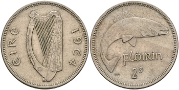 Ирландия 2 шиллинга = 1 флорин 1964 KM 15a медно-никель 4144-1041