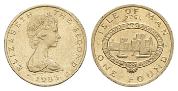 Остров Мэн 1 фунт 1983 PM, Елизавета II (1952-2022), год-тип KM 109 никель латунь 1524-142