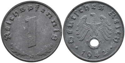 ГЕРМАНИЯ 1 РЕЙХСПФЕННИГ 1942 J KM 97, J.369 цинк 96-746