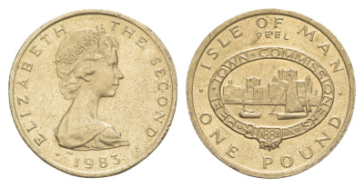 Остров Мэн 1 фунт 1983 PM, Елизавета II (1952-2022), год-тип KM 109 никель латунь 1524-142