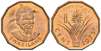 Свазиленд 1 цент 1975 FAO, продовольственная программа, Собуза II KM 7 бронза aUNC 4580-814