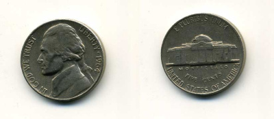 США 5 ЦЕНТОВ 1964 ДЖЕФФЕРСОН КМ А192 медно-никель 35-511