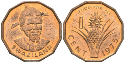 Свазиленд 1 цент 1975 FAO, продовольственная программа, Собуза II KM 7 бронза aUNC 4580-814