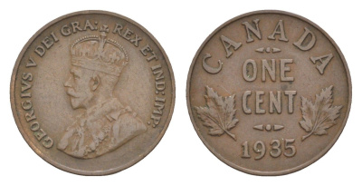 Канада 1 цент 1935 Георг V (1910-1936) KM 28 бронза 4636-549