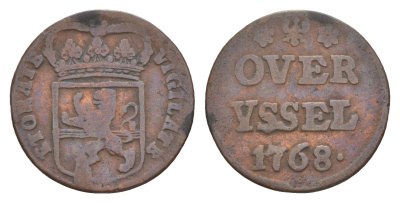 Нидерланды, Голландская Республика, Оверэйсел 1 дуит 1768 KM 90 медь 4655-545