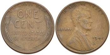 США 1 ЦЕНТ 1941 ЛИНКОЛЬН KM 132 бронза 218-866