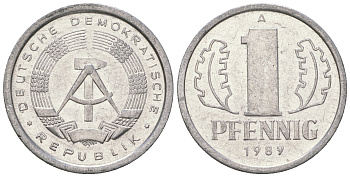 ГДР 1 пфенниг 1989 А KM 8.2 алюминий 4651-122