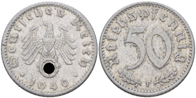 ГЕРМАНИЯ 50 РЕЙХСПФЕННИГОВ 1940 F J. 372, KM 96 алюминий 31-1152