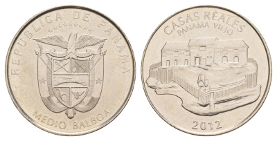 Панама 1/2 бальбоа (50 сентесимо) 2012 Панама-Вьехо - Королевский дом KM 143 медь плакированная медно-никелем UNC 4645-743