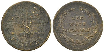 Германия жетон "Удача" ND Кто посмеет, тот победит, вес 0,66 гр, диаметр 17,5 мм латунь 4615-764