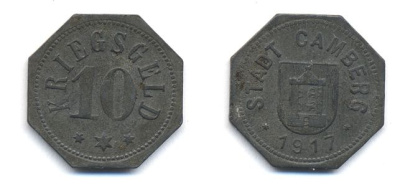 КАМБЕРГ 10 ПФЕННИГОВ 1917 НОТГЕЛЬД 29-242