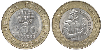 Португалия 200 эскудо 1998 Гарсия Де Орта (1501-1568) KM 655 биметалл 4536-332