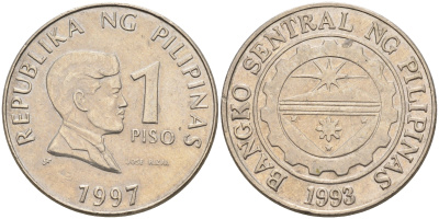Филиппины 1 писо 1997 Хосе Рисаль KM 269 медно-никель    4595-1013