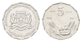 Сомали 5 центов 1976 год-тип KM 24 алюминий UNC 4702-758