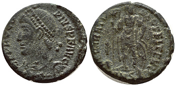 Римская Империя центенионалий 366 Прокопий REPARATIO FEL TEMP Константинополь Good Very fine (степень редкости R3) RIC 17b бронза 00-000-00