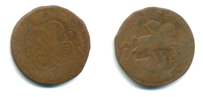 РОССИЯ 1 КОПЕЙКА 1759 медь 61-632