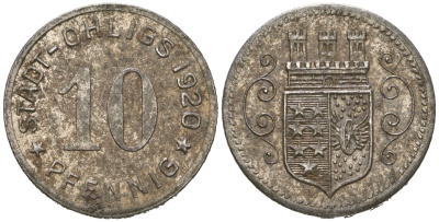 Олигс 10 пфеннигов 1920  Funck 404.4, Men18 24920.2 железо  UNC   4169-1253