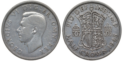 Великобритания 1/2 кроны 1945 Георг VI (1936-1952) KM 856, Spink 4080 серебро 4131-613