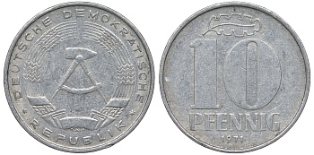 ГДР 10 пфеннигов 1971 А KM 10 алюминий 62-836